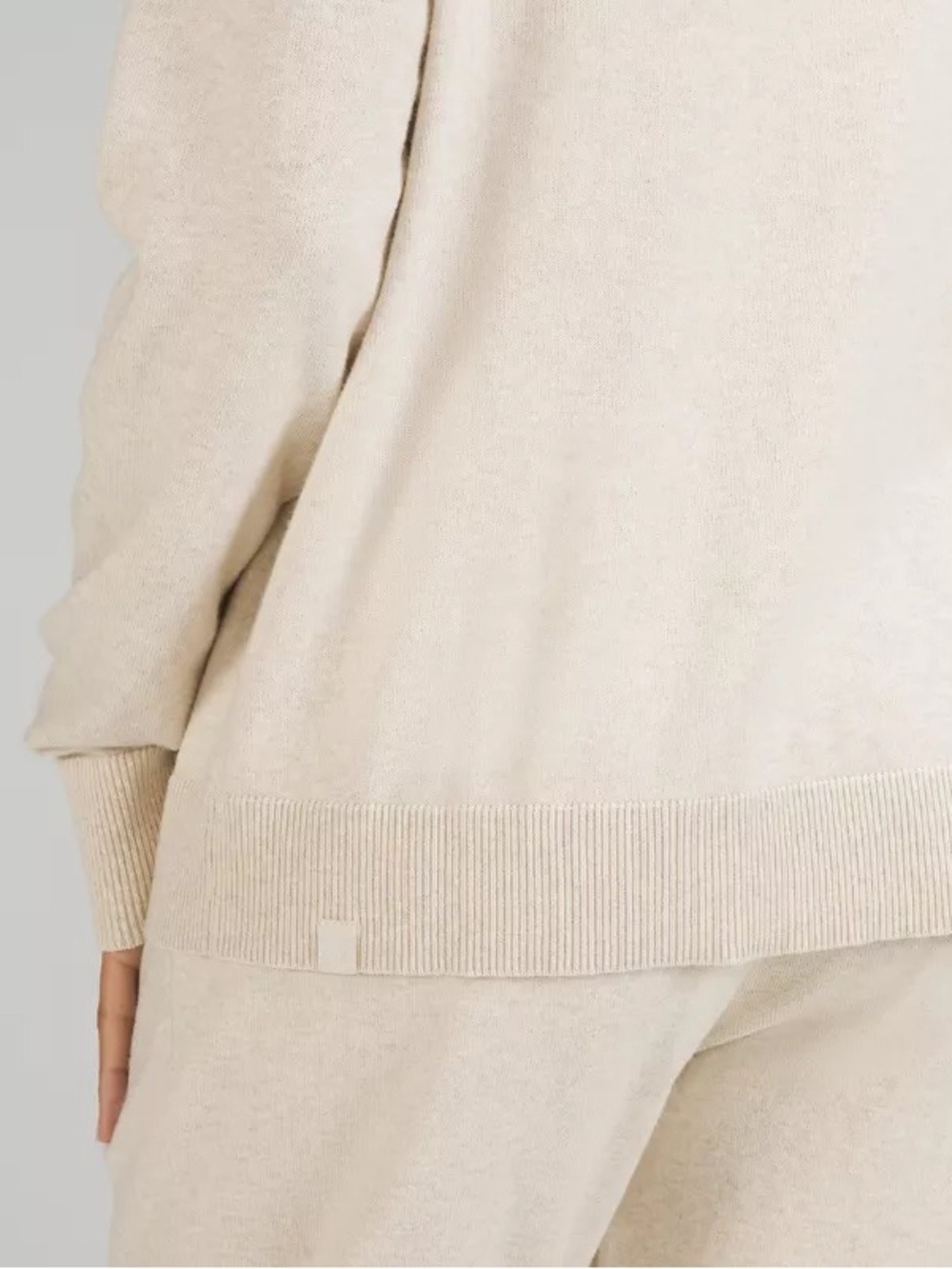 Lululemon Cotton-Cashmere Blend Crewneck Sweater Heathered Natural Ivory Size 0 - Picture 3 of 10